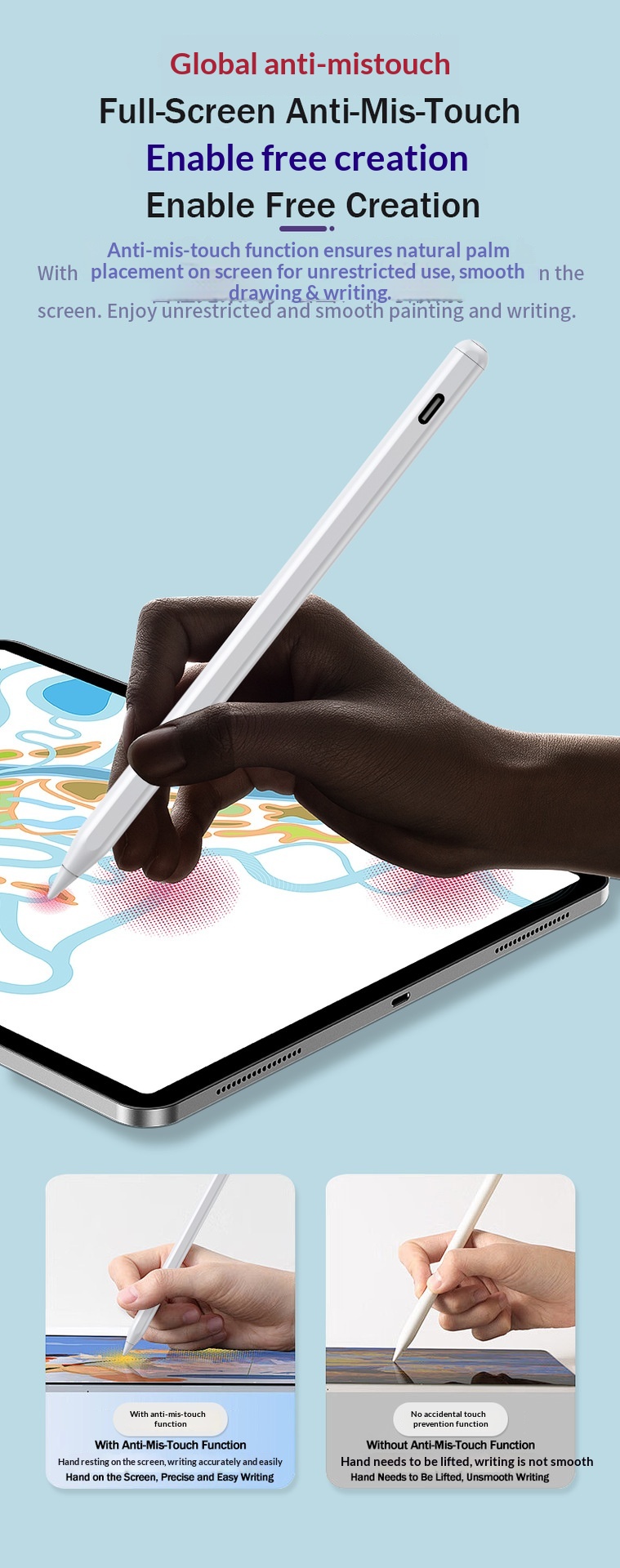 Compatible avec l'Apple Pencil capacitif de deuxième génération, stylet magnétique à chargement par ordinateur et écran tactile._voghion.com