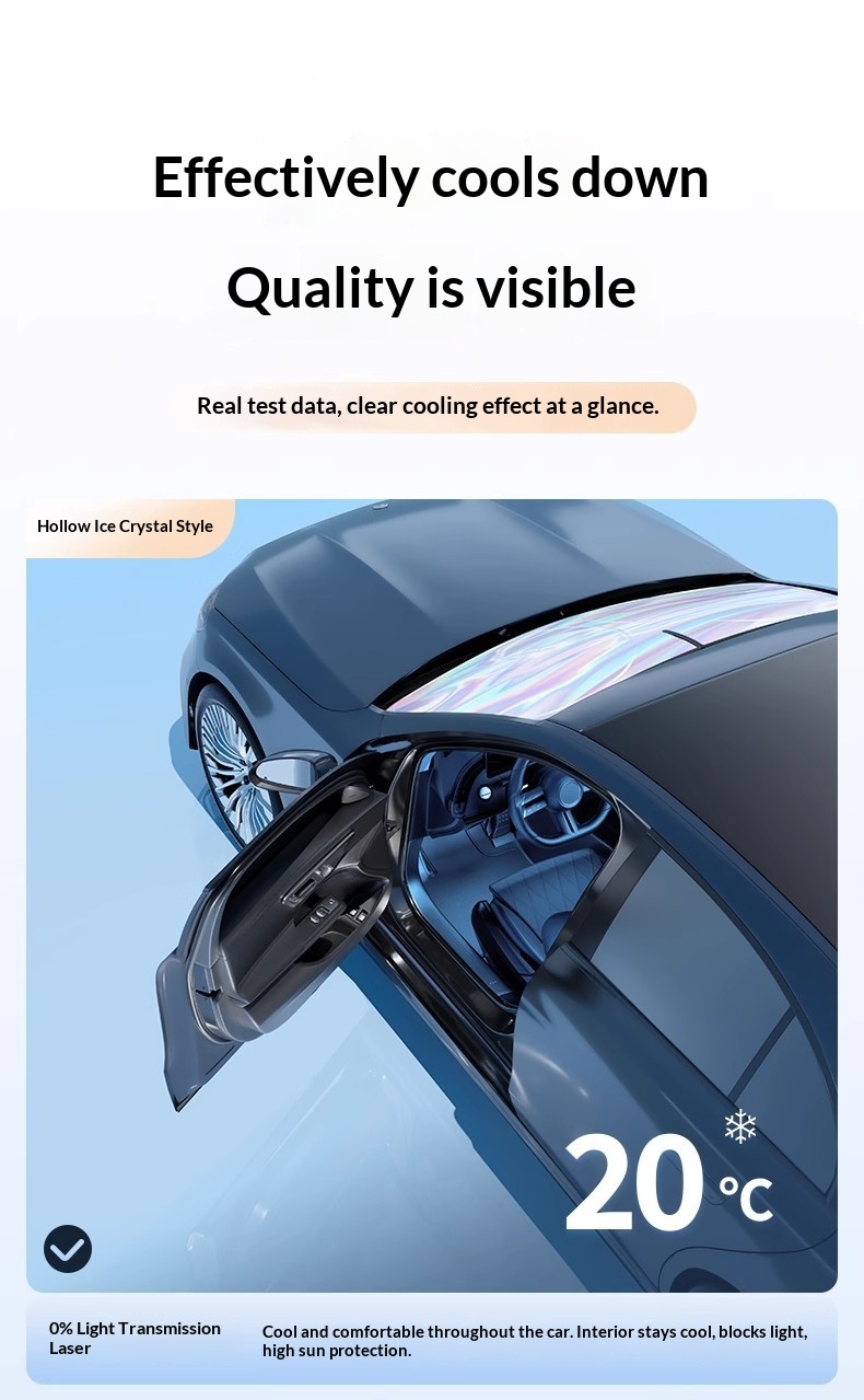 Protezione solare laser per interni auto, parasole rinfrescante per parabrezza anteriore_voghion.com
