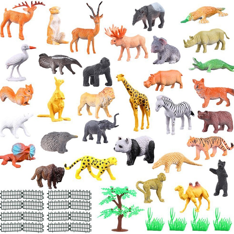 Cross-Border 53-Piece Children's Realistic Wild Animal Models Real Small Dinosaur Set Ornaments Boys And Girls Toys_voghion.com