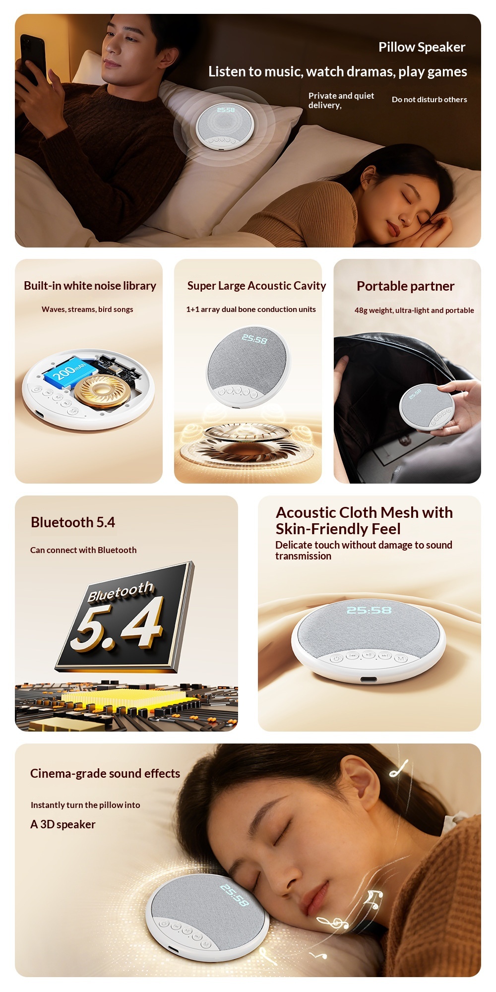 Multifunctional Digital Alarm Clock With White Noise And Speaker_voghion.com