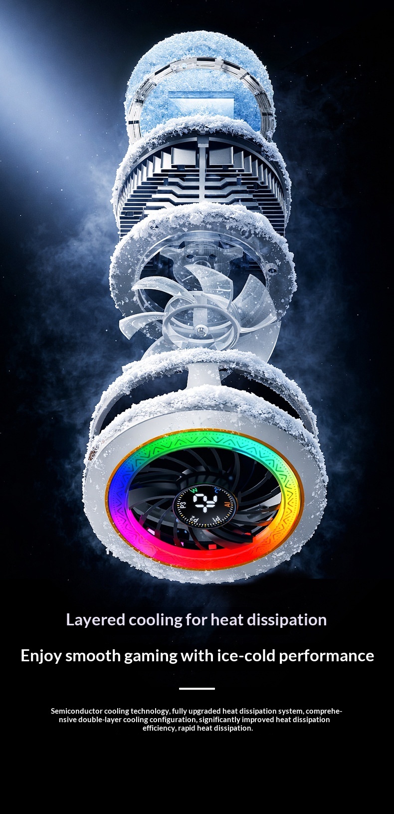 2026 New Model K6 Mobile Phone Cooler With Four-Level Adjustment, AI Temperature Control, Semiconductor Cooling,_voghion.com