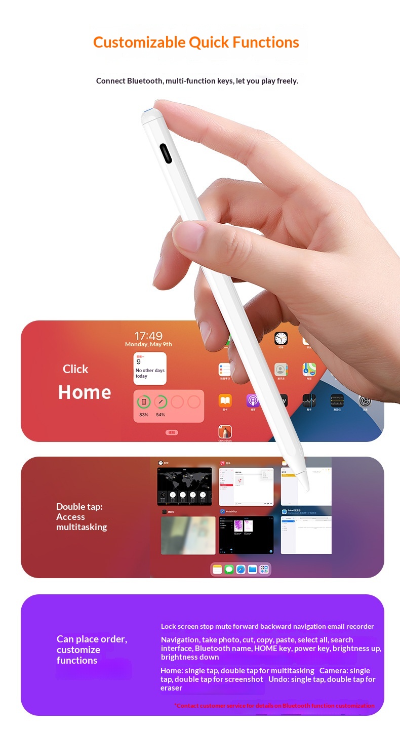 Stylet universel à écran tactile compatible avec iPad, téléphones et tablettes Android capacitifs, rechargeable et magnétique_voghion.com