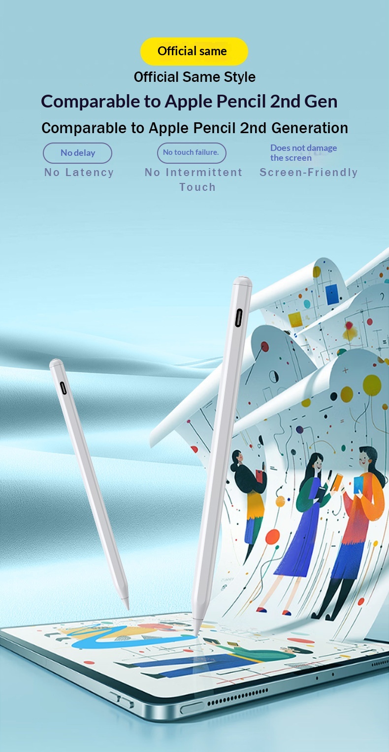 Compatible avec l'Apple Pencil capacitif de deuxième génération, stylet magnétique à chargement par ordinateur et écran tactile._voghion.com