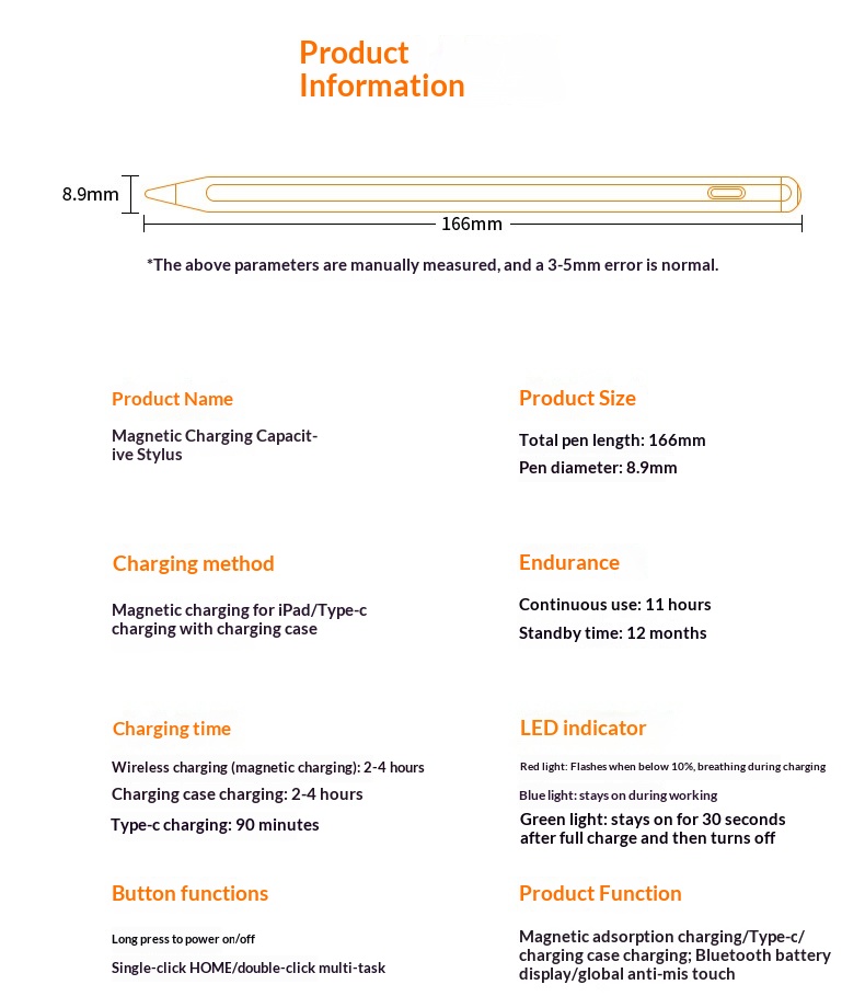 Stylet universel à écran tactile compatible avec iPad, téléphones et tablettes Android capacitifs, rechargeable et magnétique_voghion.com