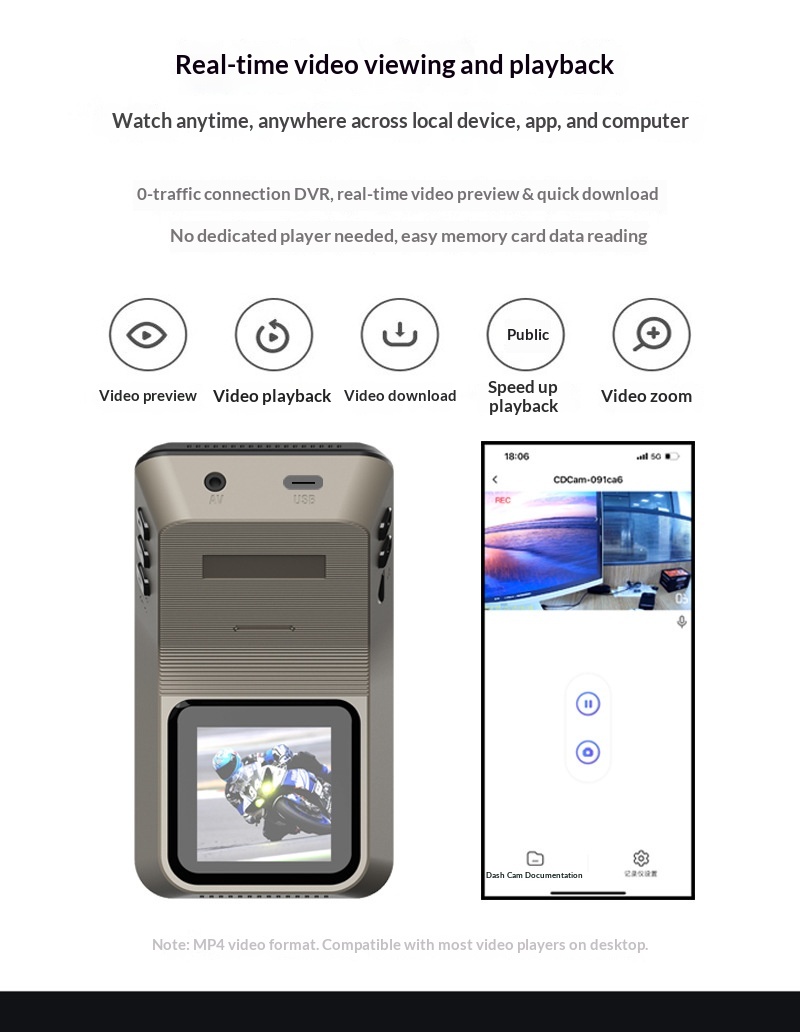 Dashcam 2k fram- och backkamera med parkeringsövervakning_voghion.com