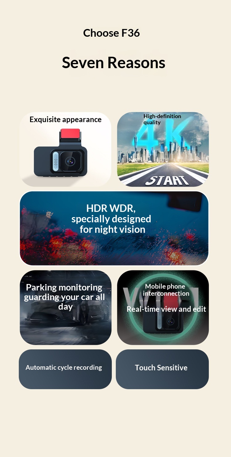 New 3inch Dash Cam 2K Ultra HD No Installation Night Vision GPS 4K Front And Rear Dual Lens Dashcam_voghion.com