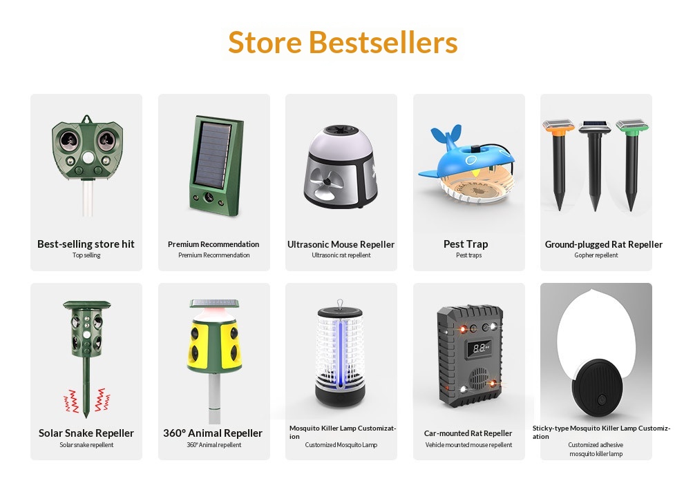 Rechargeable Solar Ultrasonic Wolf Repeller Waterproof Led Light_voghion.com