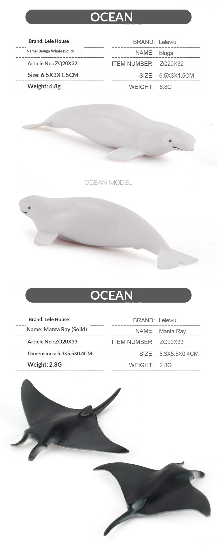 Cross-Border Simulation Children's Ocean Animal Model Mini Whale Shark Dolphin Turtle Sea Lion Solid Static Figurine_voghion.com