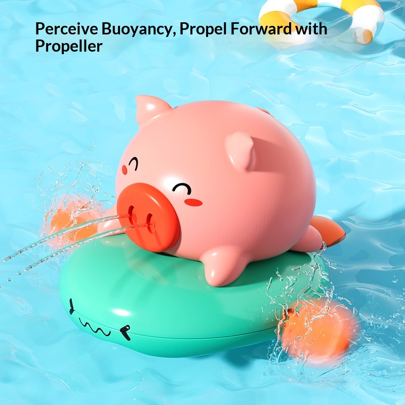 Boys And Girls Bathroom Bathing Cartoon Pig Riding Flying Fish Swimming Turtle Little Frog Children's Water Play Toys_voghion.com