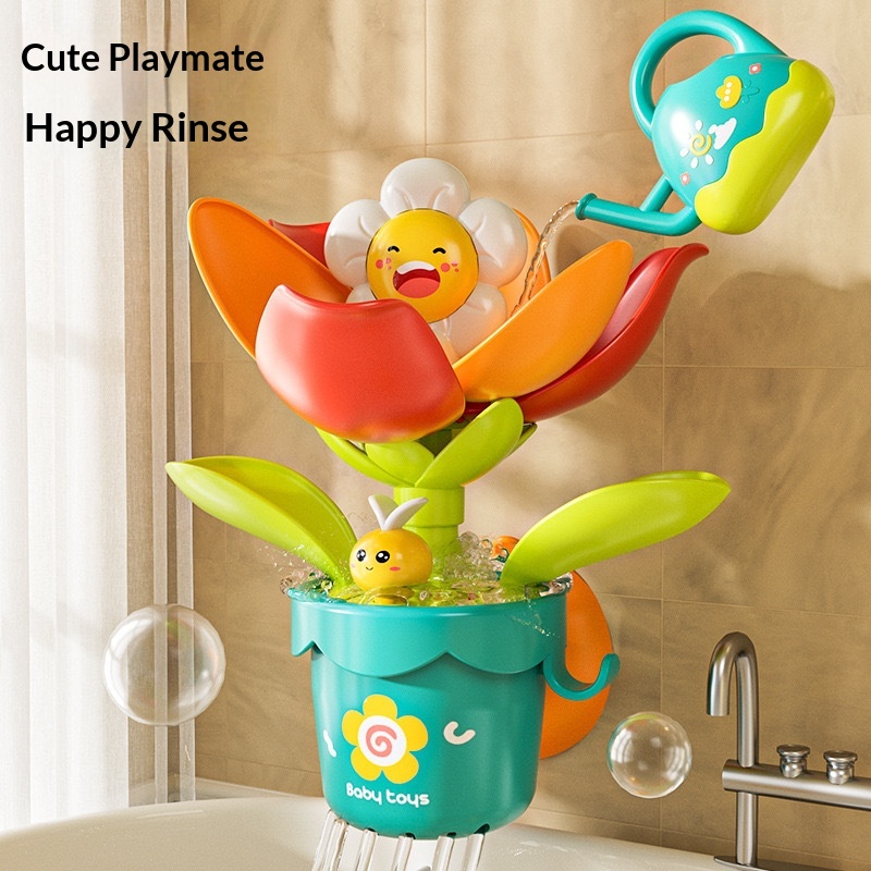 Cross-Border New Baby Play Sunflower Blooms When Wet Water Spray Toy Gift For Boys And Girls Bathing_voghion.com