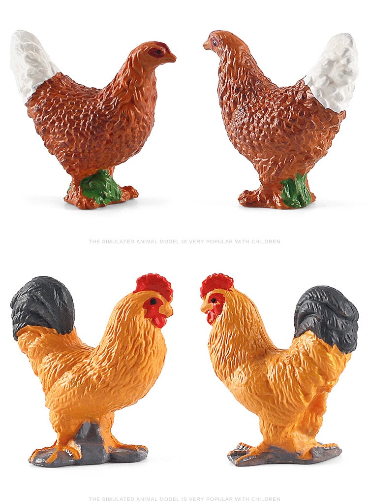 Simulazione transfrontaliera Mini fattoria con pollame, galline, anatre, oche, mucche, piccoli animali, modelli in miniatura, sandbox_voghion.com