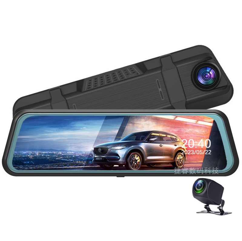 10inch Streaming Media Dash Cam HD Night Vision Mirror Front And Rear Dual Lens Car Rearview Camera_voghion.com