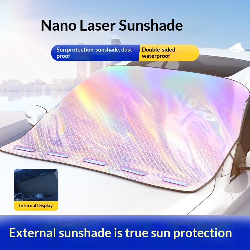 Car Front Thickened Magnetic Laser Sunshade Protection Heat Insulation Sun Visor For Sedan SUV_voghion.com