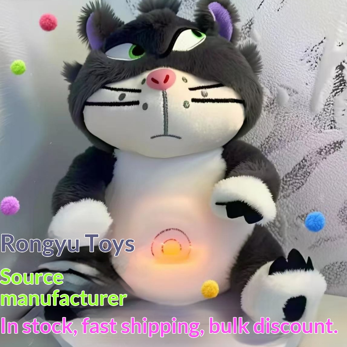 Cross-Border New Lucifer Cat Breathing Glowing Soothing Internet Celebrity Plush Toy Hot Gift Doll_voghion.com