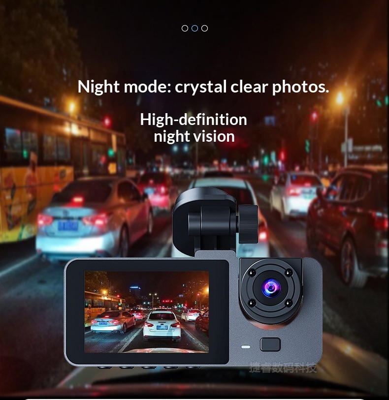Camera auto hd cu trei obiective frontal interior și spate_voghion.com