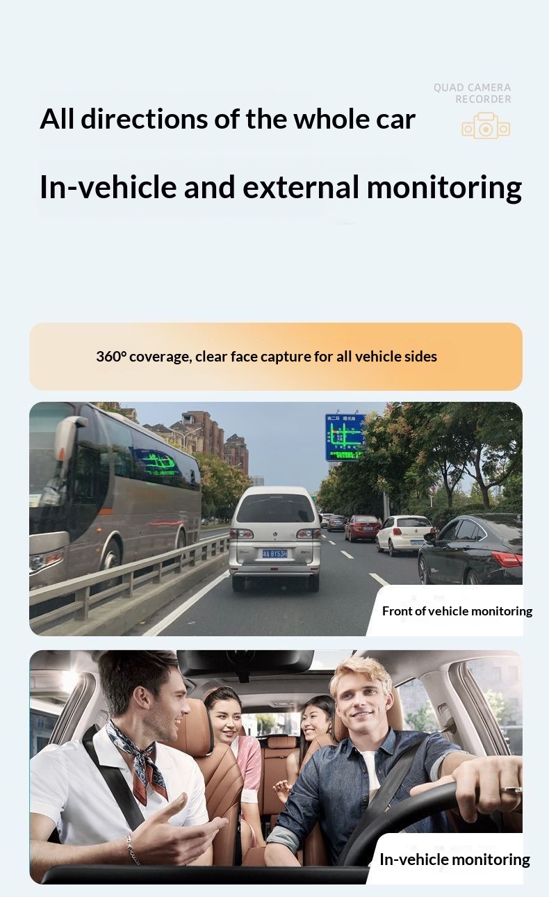 Dashcam 2k hd med inspelning fram och bak samt backkamera_voghion.com