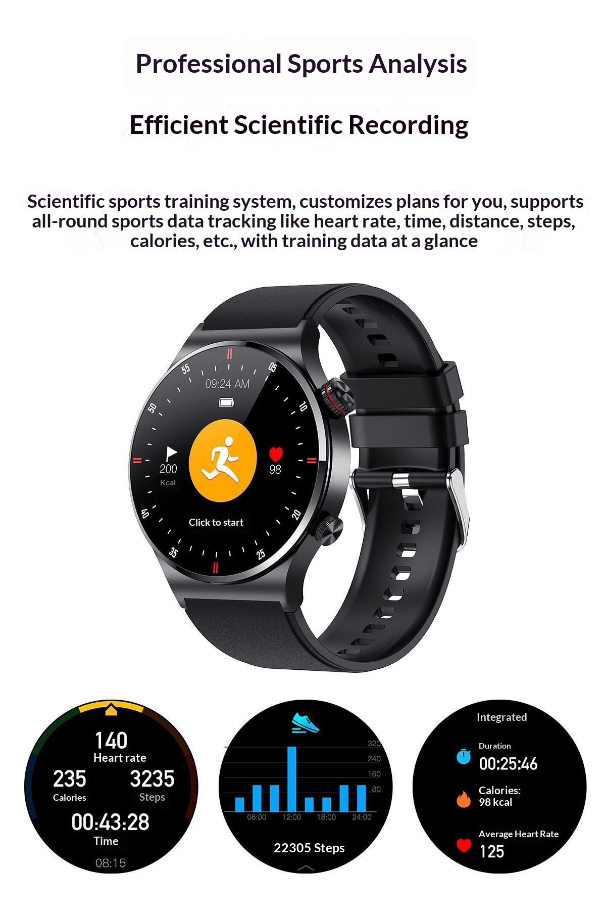 Neu QW33 EKG + PPG Musik-Player Schritt Zählen Bluetooth Anruf Smart_voghion.com