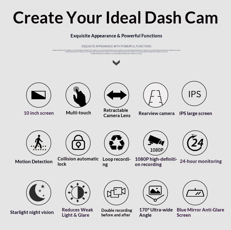 Dashcam specchietto retrovisore streaming media visione notturna_voghion.com