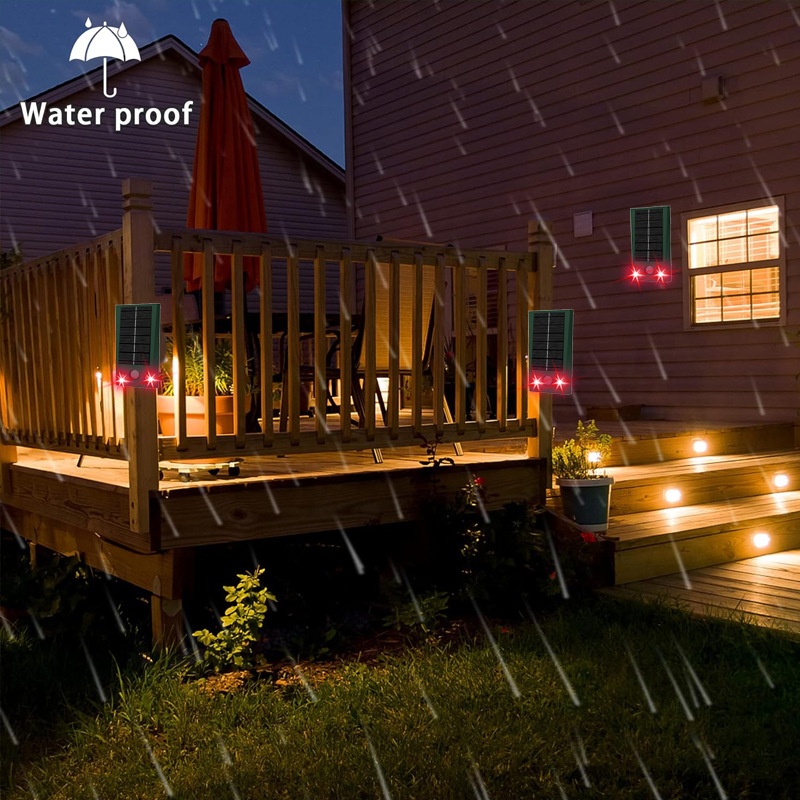 Rechargeable Solar Ultrasonic Wolf Repeller Waterproof Led Light_voghion.com