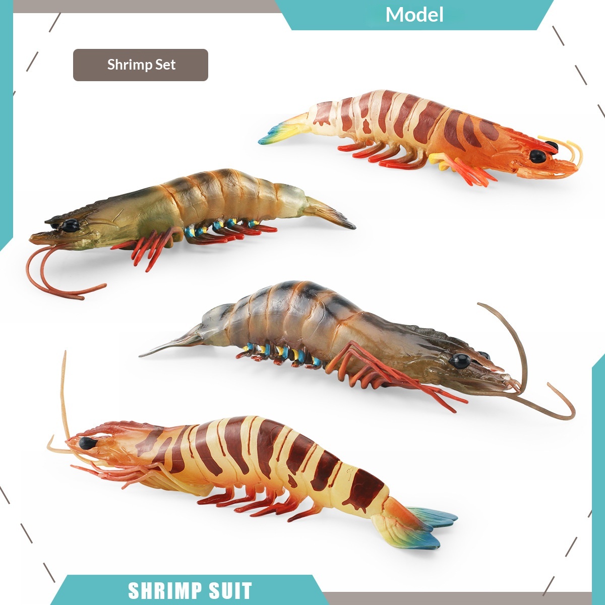 Cross-border Simulated Marine Creature Shrimp Model For Children's Cognition, Aquatic Tiger Shrimp, Striped Prawn,_voghion.com