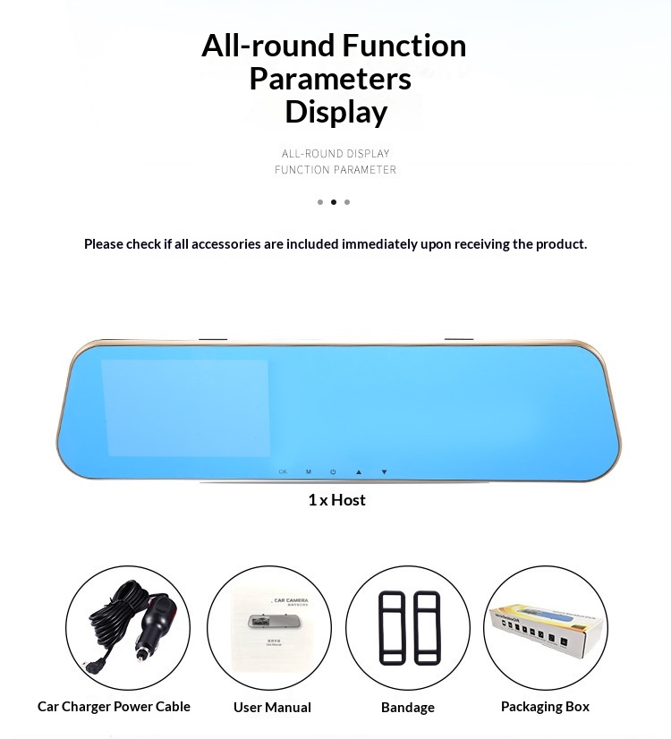 Dashcam bakspejl med front og bagkamera hd kamerasystem_voghion.com