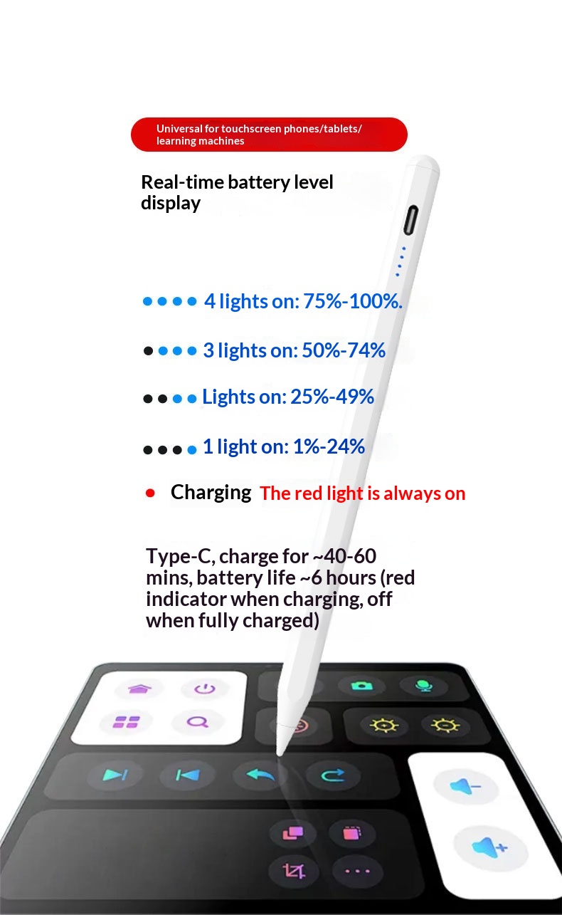 Universeller kapazitiver Touchscreen-Stift für Samsung iPad, kompatibel mit Tablets und Smartphones_voghion.com