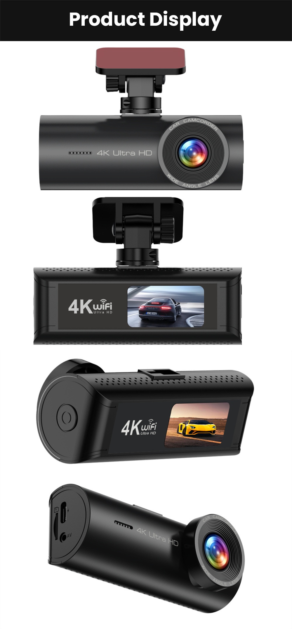 4k dashcam med front- og bagkamera wifi nattesyn gps_voghion.com