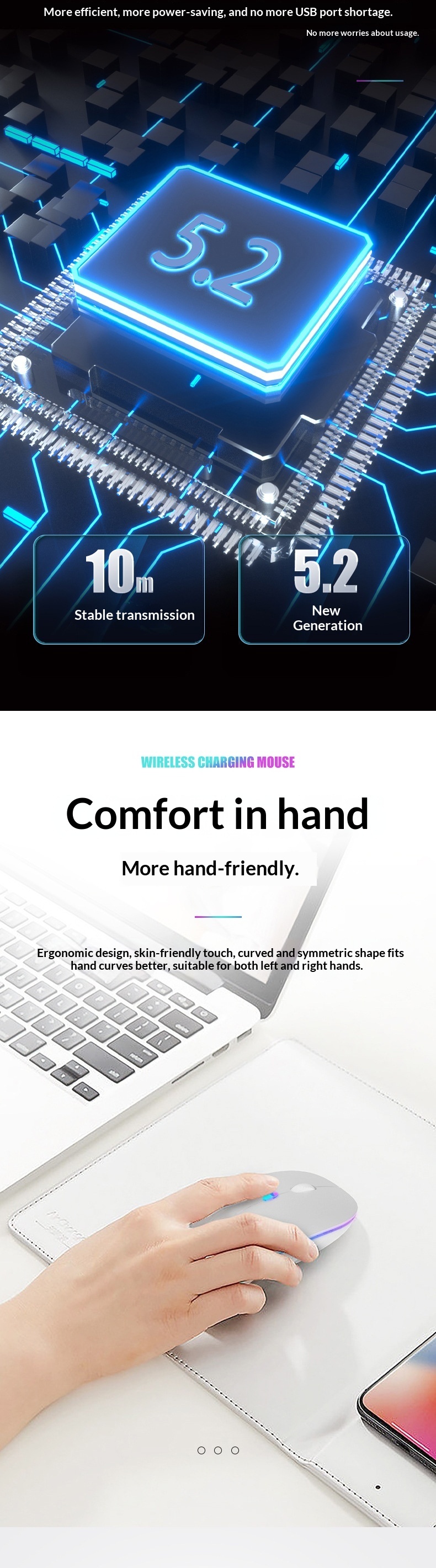 Souris sans fil Bluetooth rechargeable de deuxième génération, lumineuse et à trois modes, disponible en gros depuis l'étranger._voghion.com