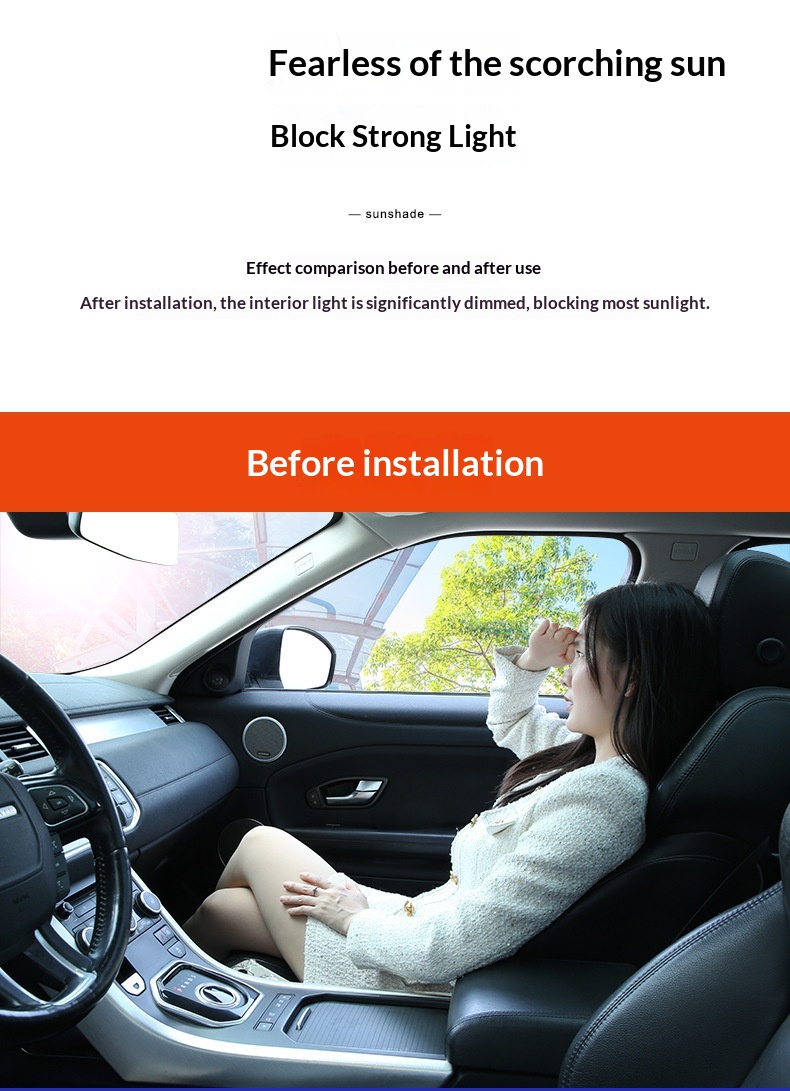 Parasole laterale anteriore per finestrino auto con isolamento termico a 360°, tendina oscurante._voghion.com