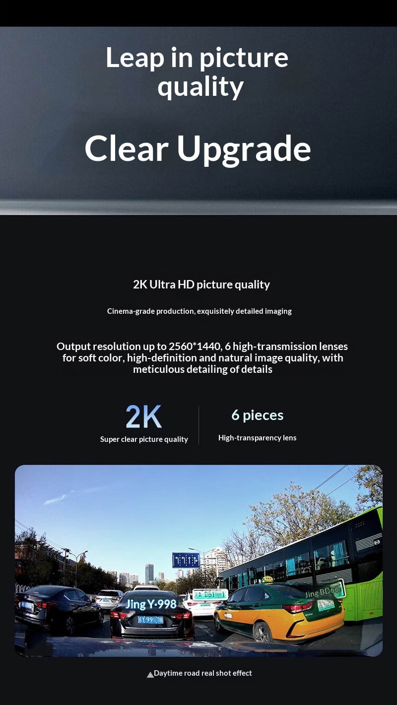 Dashcam 2k fram- och backkamera med parkeringsövervakning_voghion.com