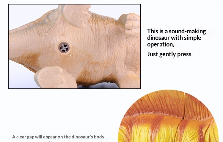 New Simulation BB Squeaky Children's Educational Model Toy Soft Plastic Sound Dinosaur Multiple Options Available_voghion.com