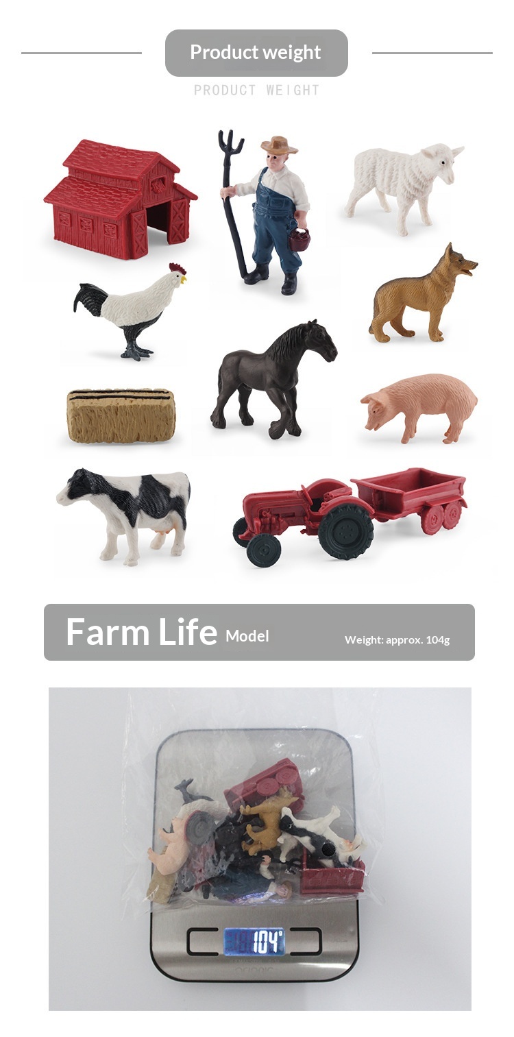 Simulazione transfrontaliera Mini fattoria con pollame, galline, anatre, oche, mucche, piccoli animali, modelli in miniatura, sandbox_voghion.com