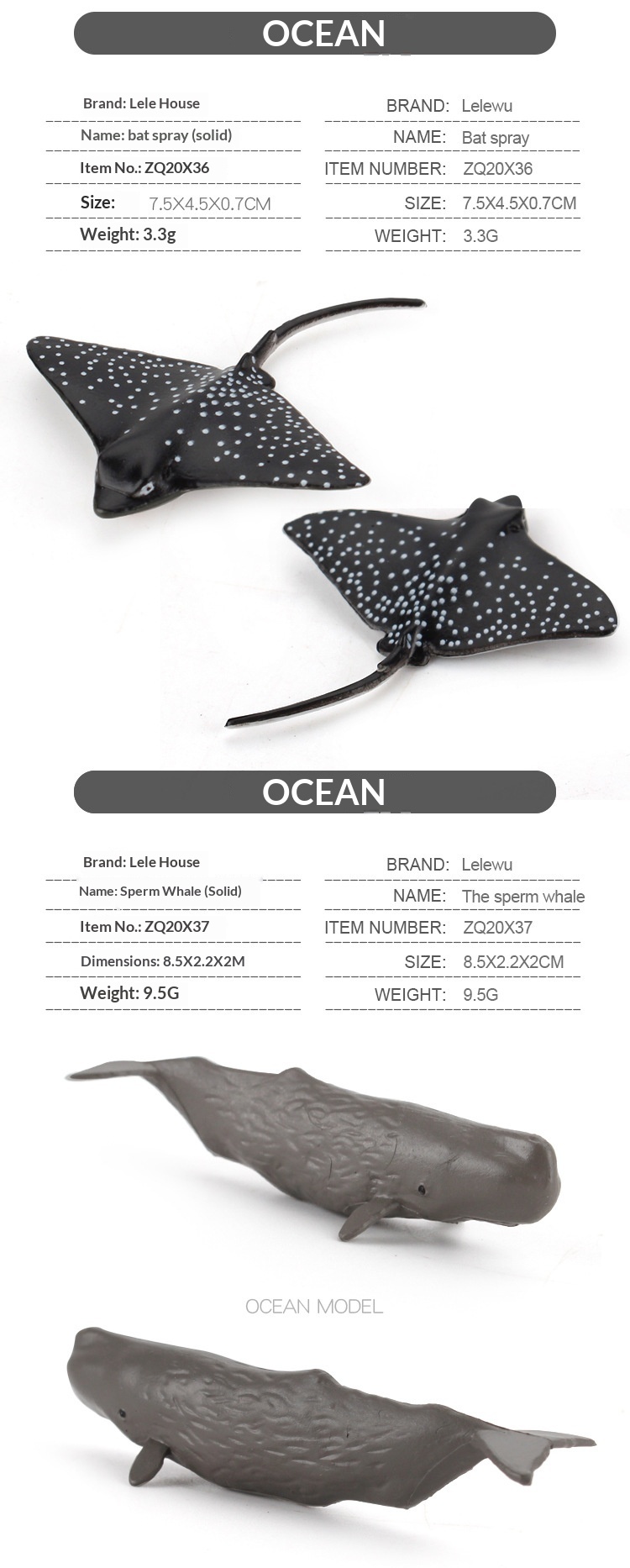 Cross-Border Simulation Children's Ocean Animal Model Mini Whale Shark Dolphin Turtle Sea Lion Solid Static Figurine_voghion.com