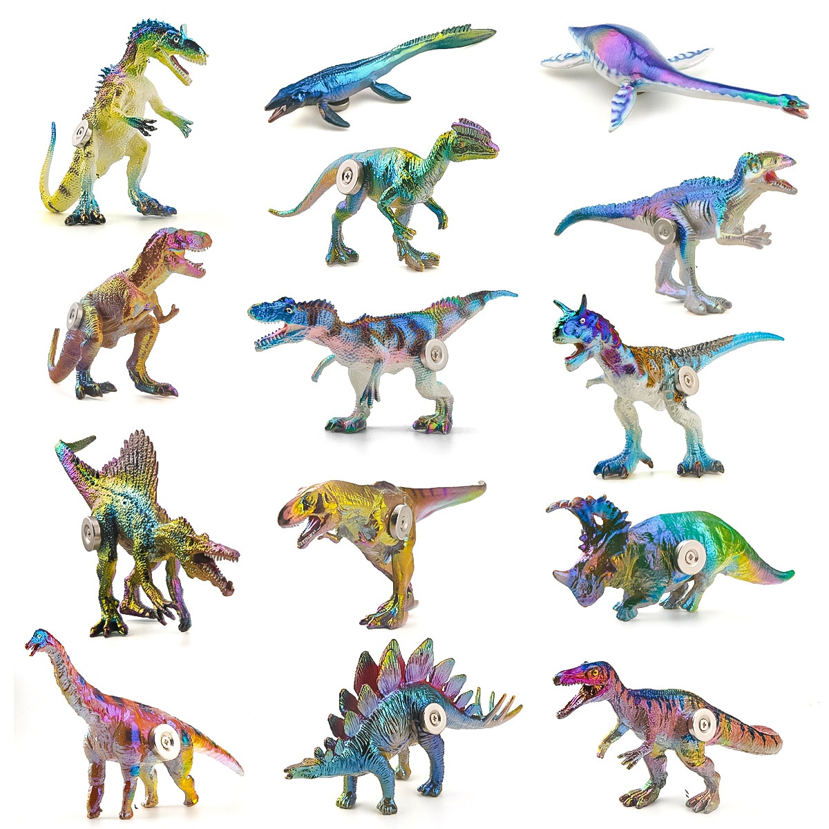 Cross-Border Creative Fridge Magnets Colorful Solid Simulation Dinosaur Model Children's Toy Set Decoration_voghion.com