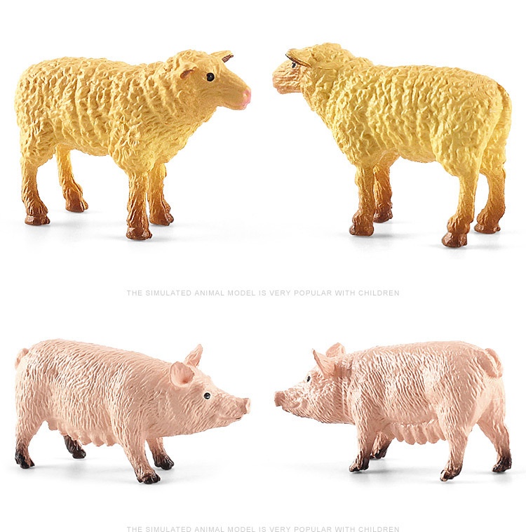 Simulazione transfrontaliera Mini fattoria con pollame, galline, anatre, oche, mucche, piccoli animali, modelli in miniatura, sandbox_voghion.com