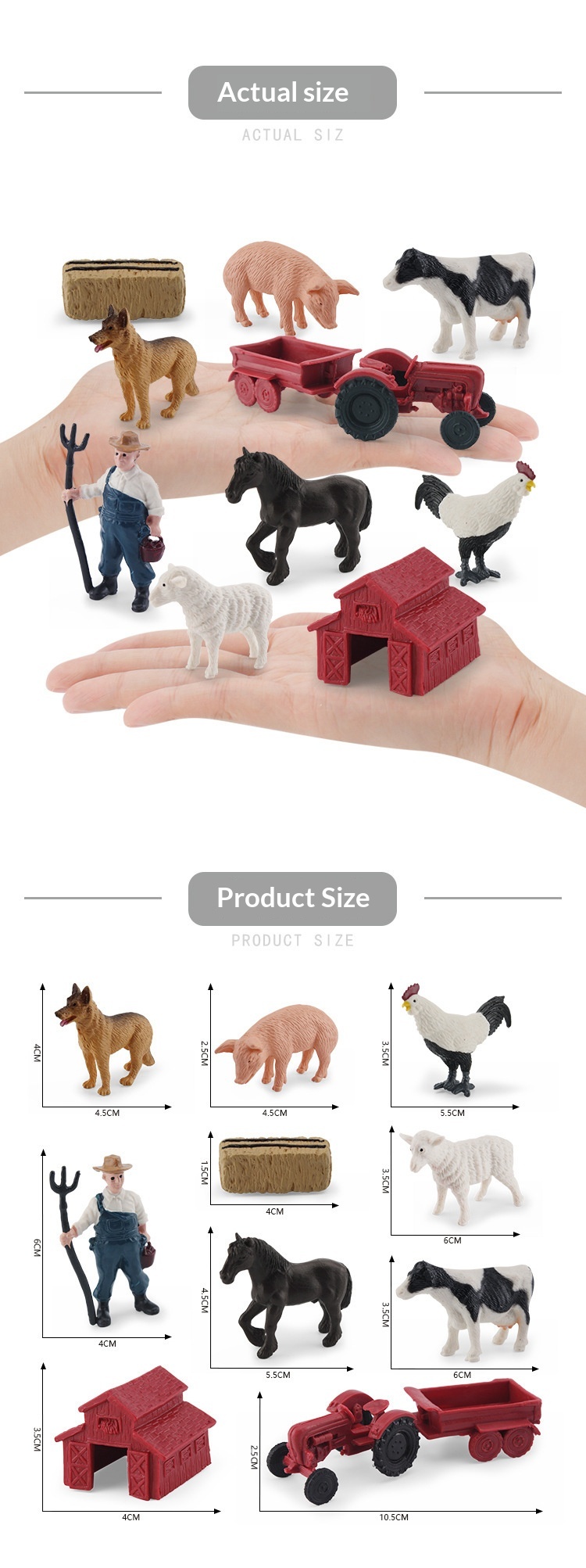 Simulazione transfrontaliera Mini fattoria con pollame, galline, anatre, oche, mucche, piccoli animali, modelli in miniatura, sandbox_voghion.com