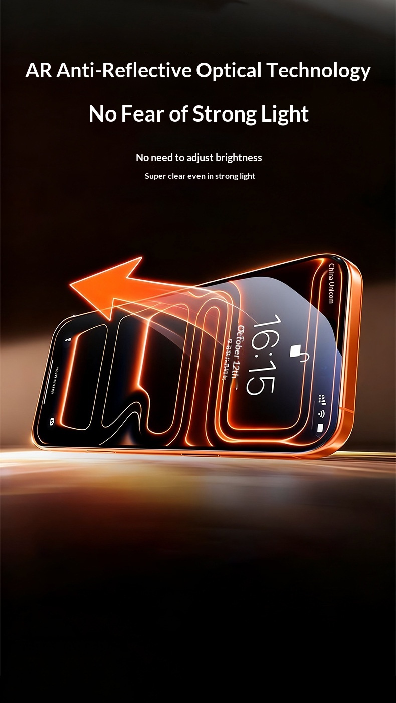 Pellicola protettiva antiriflesso AR per iPhone 17 Pro Max in vetro temperato HD a schermo intero._voghion.com