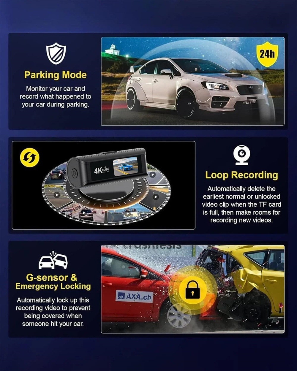 4k dashcam med front- og bagkamera wifi nattesyn gps_voghion.com