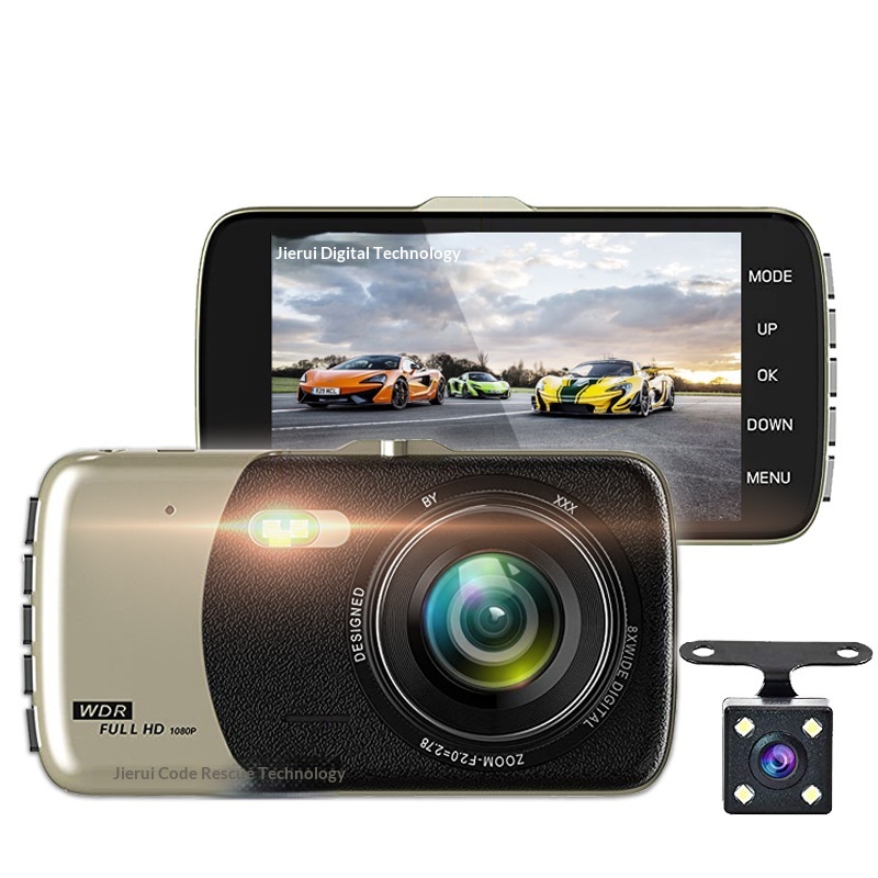 Cross-Border 4inch Dash Cam HD Night Vision Front And Rear Recording Dual Lens Car Rearview Camera 1080P_voghion.com