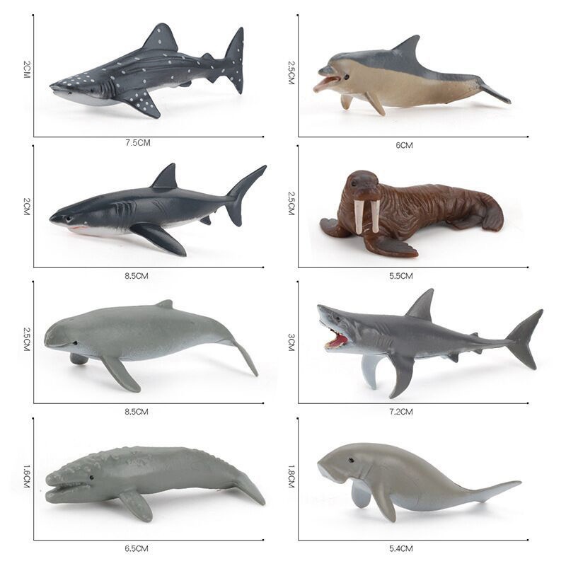 Cross-Border Simulation Children's Ocean Animal Model Mini Whale Shark Dolphin Turtle Sea Lion Solid Static Figurine_voghion.com