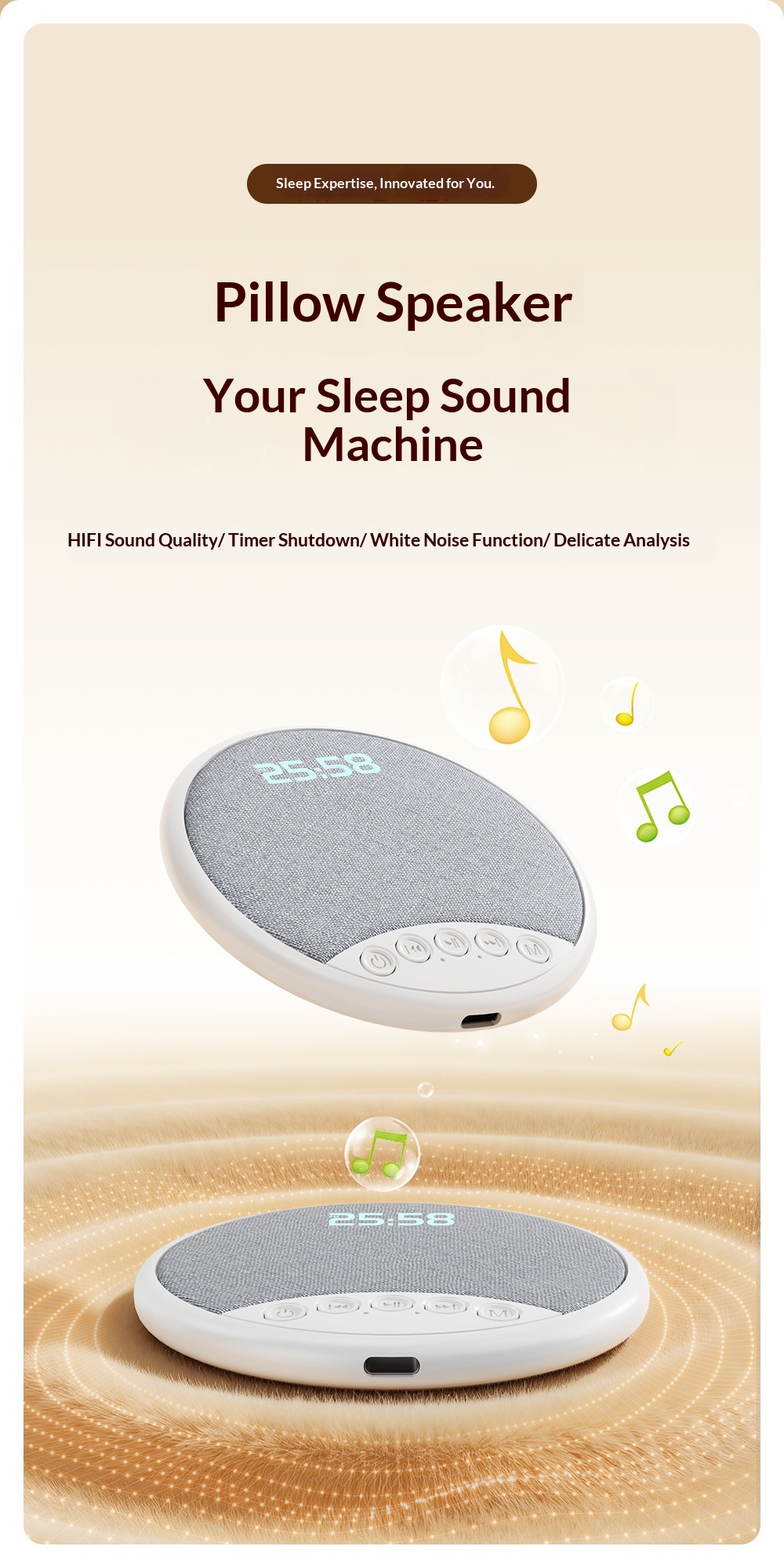 Multifunctional Digital Alarm Clock With White Noise And Speaker_voghion.com