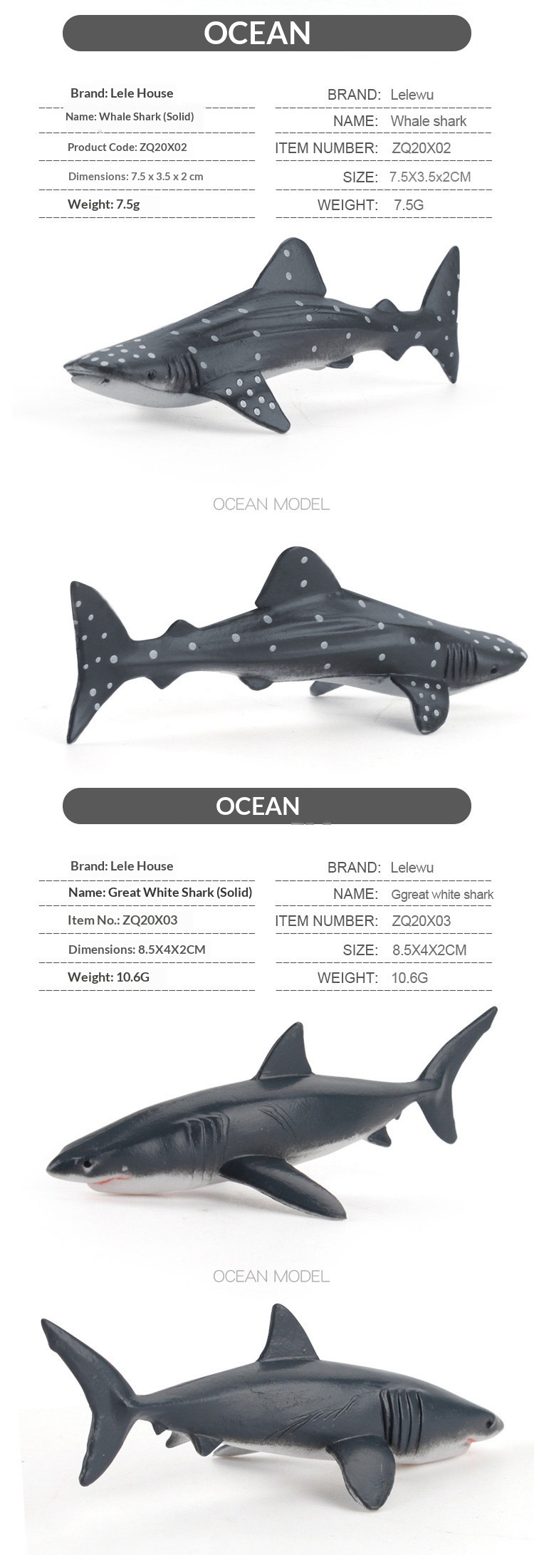 Cross-Border Simulation Children's Ocean Animal Model Mini Whale Shark Dolphin Turtle Sea Lion Solid Static Figurine_voghion.com