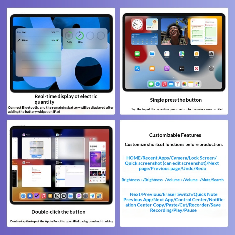 Compatible avec l'Apple Pencil capacitif de deuxième génération, stylet magnétique à chargement par ordinateur et écran tactile._voghion.com