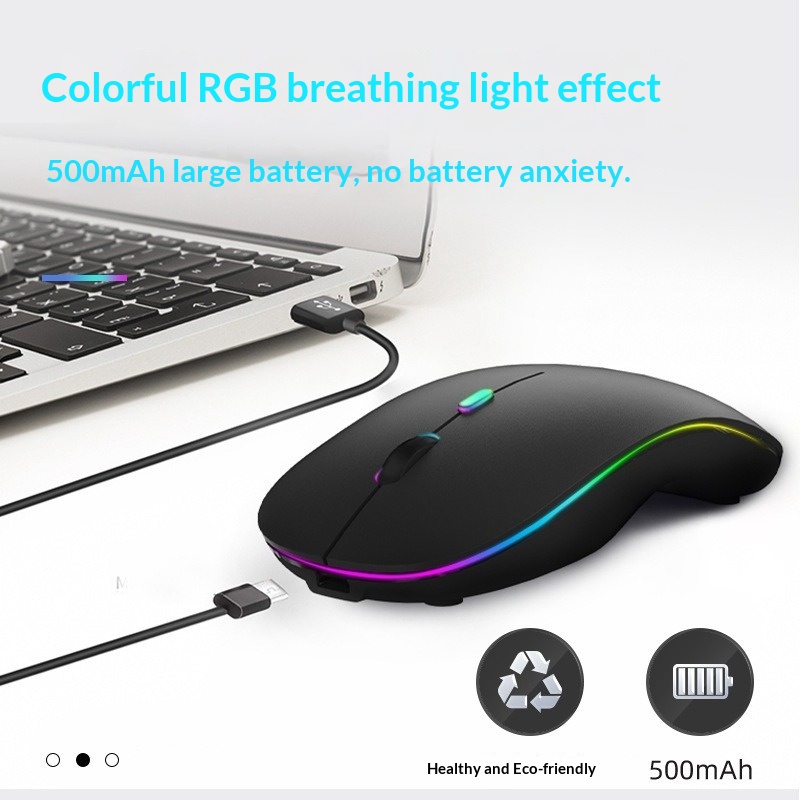 Souris sans fil Bluetooth rechargeable de deuxième génération, lumineuse et à trois modes, disponible en gros depuis l'étranger._voghion.com