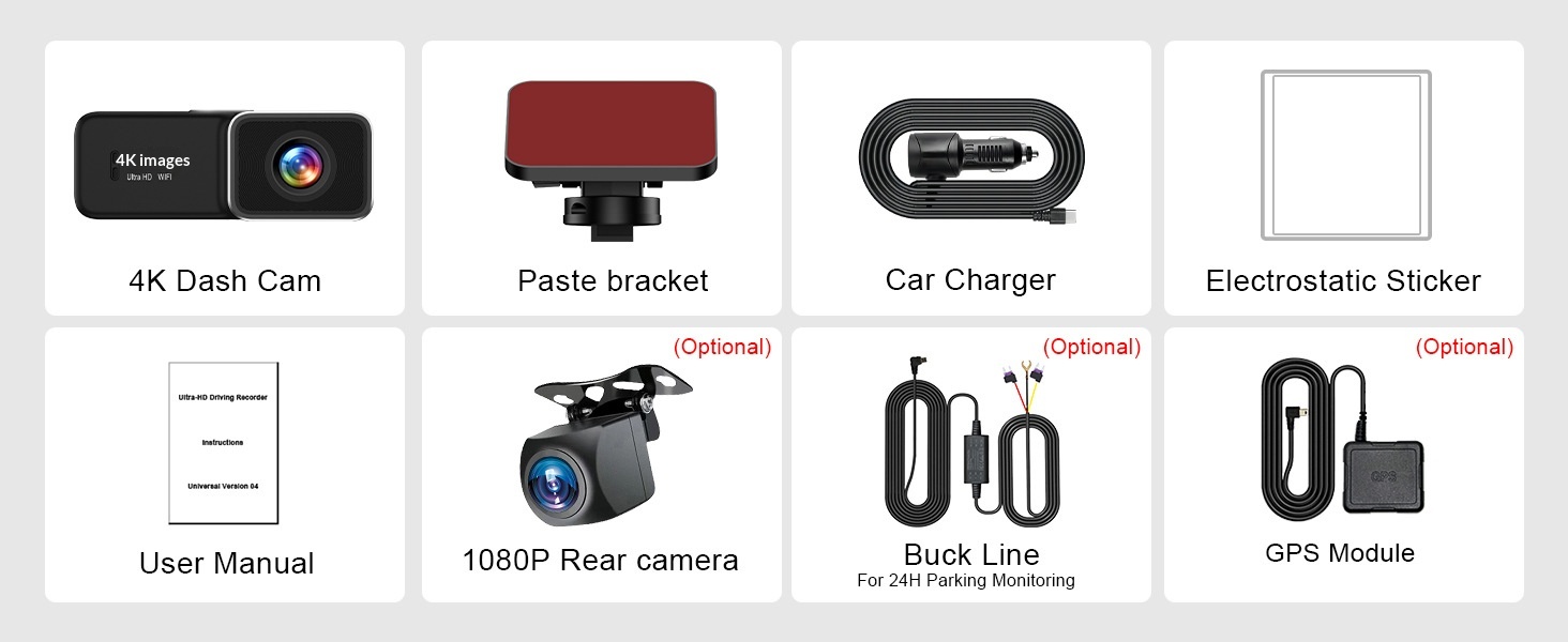 Dash cam 4k dual con gps vision nocturna gran angular y wifi_voghion.com