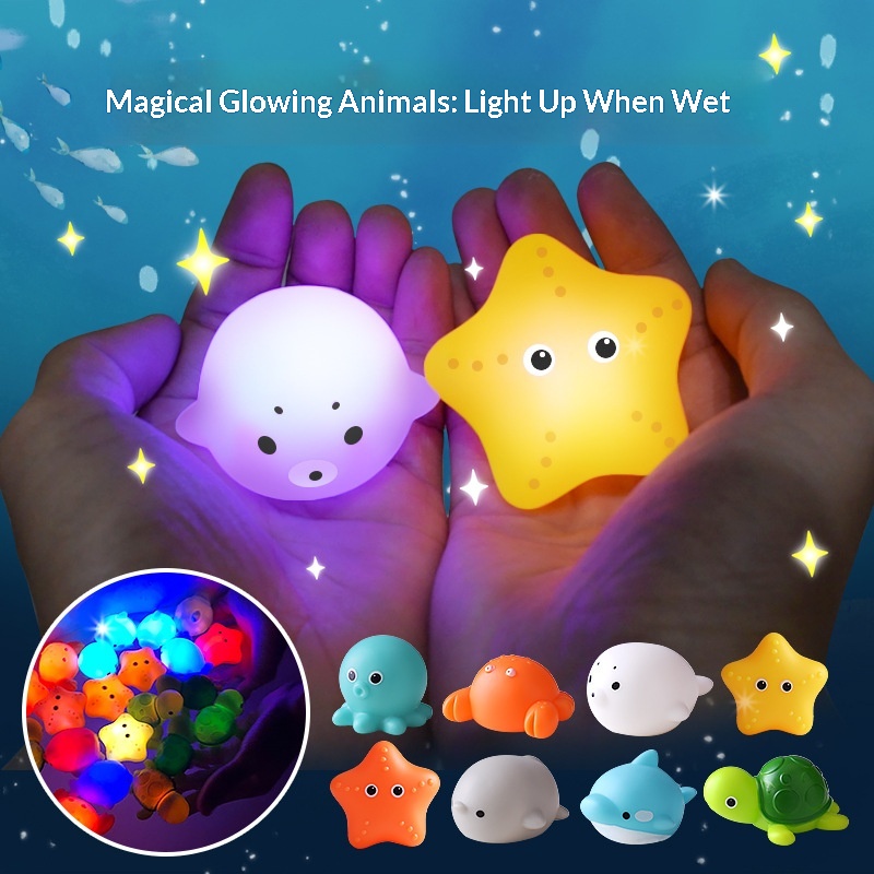 Cross-Border Induction Luminous Animal Floating Light Net Fishing Water Play For Children Baby Bathing Vinyl Toy_voghion.com