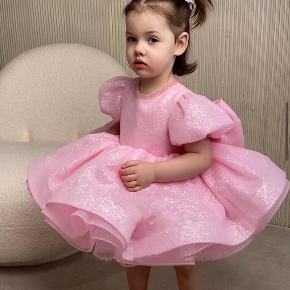 Children's Gown 2026 New Style Tulle Sweet Princess Puffy Dress For First Birthday_voghion.com