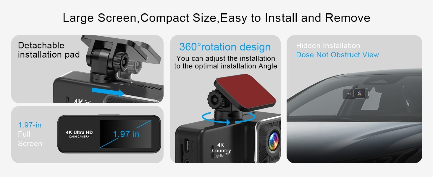 Dash cam 4k dual con gps vision nocturna gran angular y wifi_voghion.com