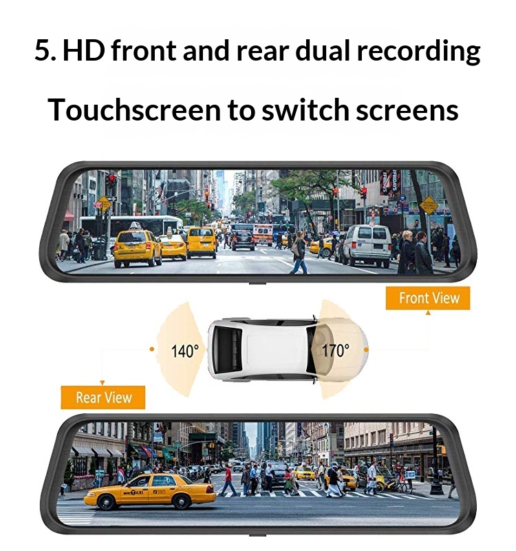 Dashcam specchietto con telecamera anteriore e posteriore_voghion.com