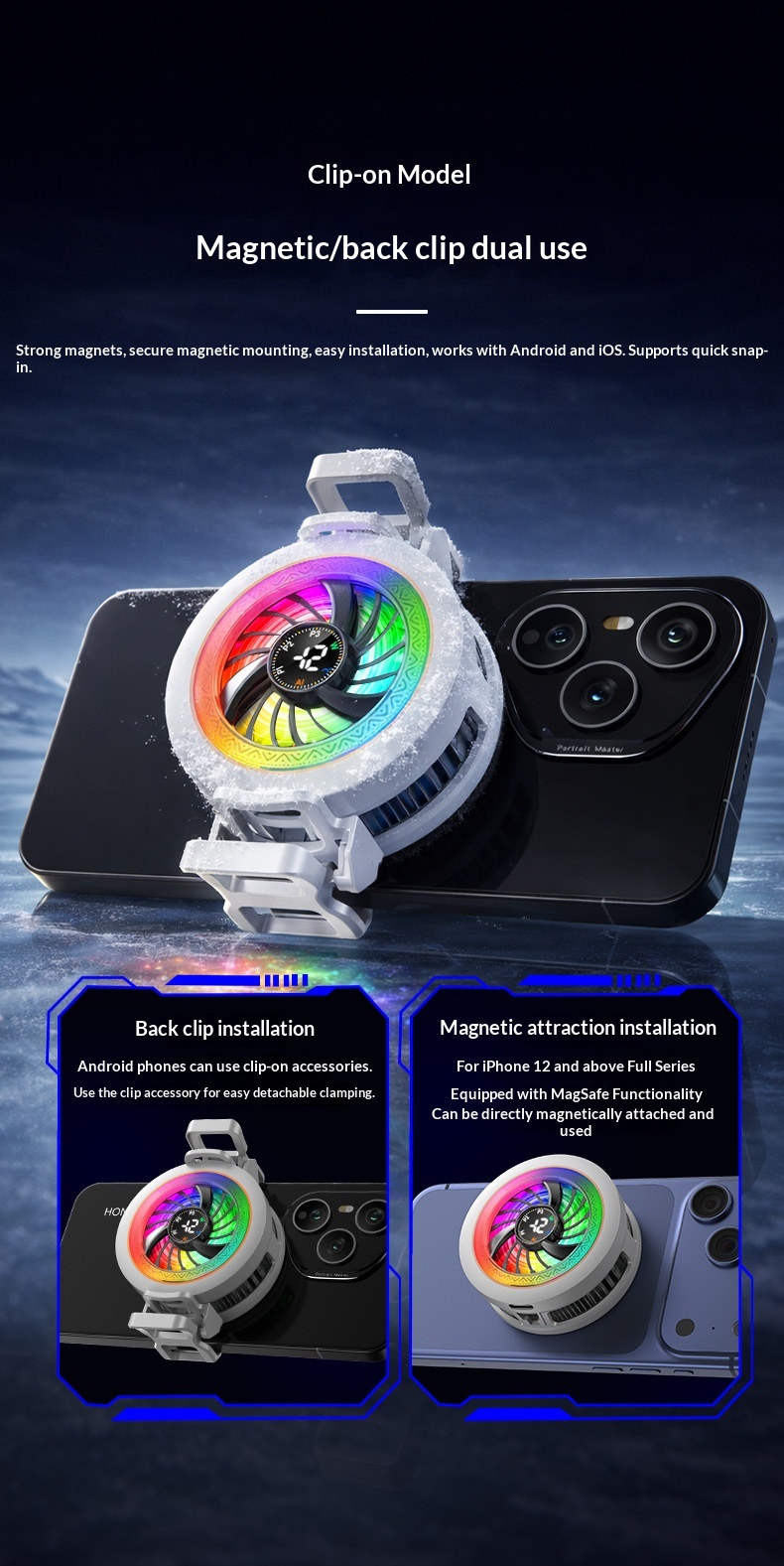 2026 New Model K6 Mobile Phone Cooler With Four-Level Adjustment, AI Temperature Control, Semiconductor Cooling,_voghion.com